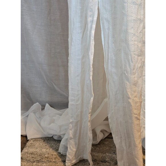 America & Beyond White Sparkle Halter Maxi Dress Lined Boho Resort Wear Size L B - Picture 5 of 8